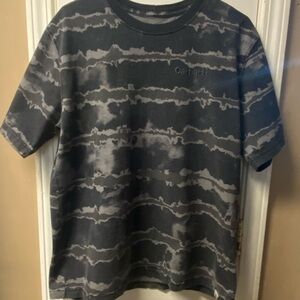 Carhartt Tie-Dye Style Logo Tee in Black and Gray